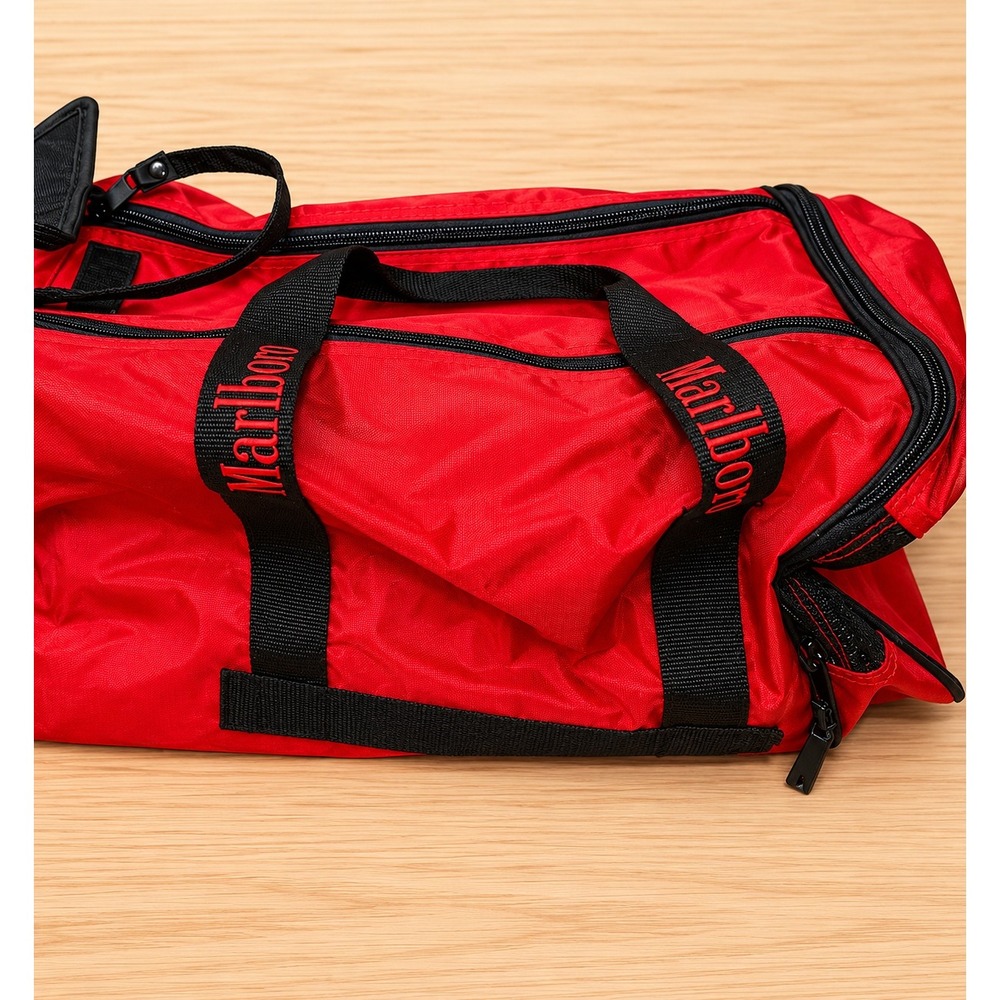Vintage Marlboro Red Duffel Bag Promo Travel Gym Sports Bag Nylon Shoulder Strap